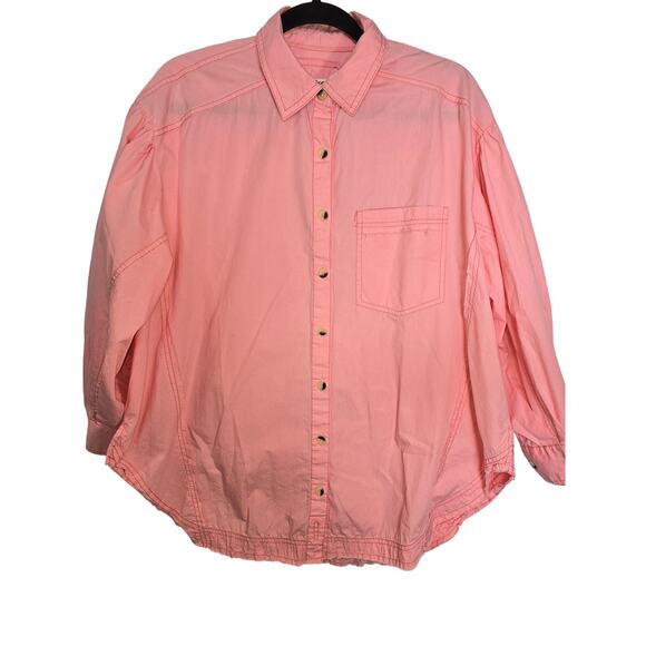 WE THE FREE by FREE PEOPLE HAPPY HOUR SOLID POPLIN SHIRT SZ SMALL OVERSIZED - Picture 4 of 9